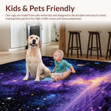 Ultra Soft Area Rug, Non Slip, Stain Resistant, Washable Area Rugs for Living Room, Bedroom, Enchanting Outer Space Artwork(Purple)