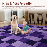 Ultra Soft Area Rug, Non Slip, Stain Resistant, Washable Area Rugs for Living Room, Bedroom, Bold Graphic White and Purple Design(Purple)