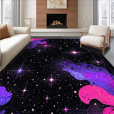 Ultra Soft Area Rug, Non Slip, Stain Resistant, Washable Area Rugs for Living Room, Bedroom, Vivid Celestial Cartoon Imagery(Purple)