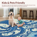 Ultra Soft Area Rug, Non Slip, Stain Resistant, Washable Area Rugs for Living Room, Bedroom, Seaside Octopus Carpet - Nautical Blue(Blue)