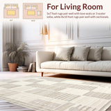Ultra Soft Area Rug, Non Slip, Stain Resistant, Washable Area Rugs for Living Room, Bedroom, Scandi Inspired Striped Visual Harmony(Beige)