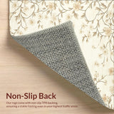 Ultra Soft Area Rug, Non Slip, Stain Resistant, Washable Area Rugs for Living Room, Bedroom, Serene Beige Blossom Absorbent Bath Mat for Tranquil Spaces(Beige)