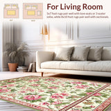 Ultra Soft Area Rug, Non Slip, Stain Resistant, Washable Area Rugs for Living Room, Bedroom, Artful Seasonal Floral Composition(Ivory)