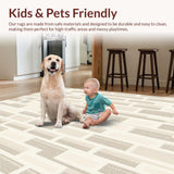 Minimalist Beige Area Simple Geometric Design for Modern Decor(Beige)