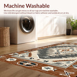 Ultra Soft Area Rug, Non Slip, Stain Resistant, Washable Area Rugs for Living Room, Bedroom, Rustic Geometric Motif Design(Brown)
