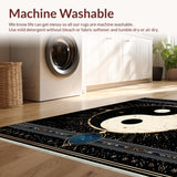 Ultra Soft Area Rug, Non Slip, Stain Resistant, Washable Area Rugs for Living Room, Bedroom, Lively Yin Yang Artistic Fusion(Black)