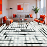 Ultra Soft Area Rug, Non Slip, Stain Resistant, Washable Area Rugs for Living Room, Bedroom, Elegant Monochrome Striped Indoor Low Pile Decorative Floor Covering(Gray)