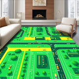 Ultra Soft Area Rug, Non Slip, Stain Resistant, Washable Area Rugs for Living Room, Bedroom, Vibrant Urban Landscape Motif(Green)