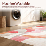 Ultra Soft Area Rug, Non Slip, Stain Resistant, Washable Area Rugs for Living Room, Bedroom, Trendy Blush Hued Textural Layers(Pink)