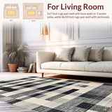 Ultra Soft Area Rug, Non Slip, Stain Resistant, Washable Area Rugs for Living Room, Bedroom, Chic Vintage Monochrome Motif(Gray)