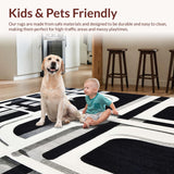 Ultra Soft Area Rug, Non Slip, Stain Resistant, Washable Area Rugs for Living Room, Bedroom, Abstract Black & White Rug Stripe Illusion(Gray)