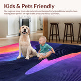 Ultra Soft Area Rug, Non Slip, Stain Resistant, Washable Area Rugs for Living Room, Bedroom, Elegant Fluid Artistic Composition(Purple)