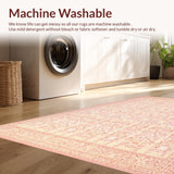 Ultra Soft Area Rug, Non Slip, Stain Resistant, Washable Area Rugs for Living Room, Bedroom, Preppy Scallop Bow Accent Rug Ribbon Motif Coquette Design with Curved Edges(Pink)