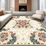Ultra Soft Area Rug, Non Slip, Stain Resistant, Washable Area Rugs for Living Room, Bedroom, Boho Chic Area Showcasing Blooms and Artistic Beige Filigree(Beige)