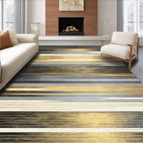 Ultra Soft Area Rug, Non Slip, Stain Resistant, Washable Area Rugs for Living Room, Bedroom, Artistic Textured Linear Design(Gold)