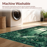Ultra Soft Area Rug, Non Slip, Stain Resistant, Washable Area Rugs for Living Room, Bedroom, Distinctive Woodcut Animal Scene(Green)