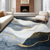 Ultra Soft Area Rug, Non Slip, Stain Resistant, Washable Area Rugs for Living Room, Bedroom, Transitional Smooth Marble Flow(Black)