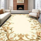 Artisan Inspired Mouse Pad with Vintage Beige Garden Motif and Scroll Border(Beige)