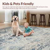 Ultra Soft Area Rug, Non Slip, Stain Resistant, Washable Area Rugs for Living Room, Bedroom, Contemporary Soft Monochrome Pattern(Blue)