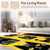 Ultra Soft Area Rug, Non Slip, Stain Resistant, Washable Area Rugs for Living Room, Bedroom, Cozy Celestial Inspired Design(Yellow)