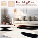 Ultra Soft Area Rug, Non Slip, Stain Resistant, Washable Area Rugs for Living Room, Bedroom, Textured Ivory Black Area Rug for Modern High Traffic Spaces(Beige)