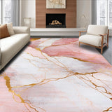 Ultra Soft Area Rug, Non Slip, Stain Resistant, Washable Area Rugs for Living Room, Bedroom, Serene Minimalist Marble Waves(Pink)