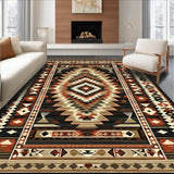 Ultra Soft Area Rug, Non Slip, Stain Resistant, Washable Area Rugs for Living Room, Bedroom, Bold Aztec Inspired Graphic(Brown)