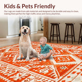 Ultra Soft Area Rug, Non Slip, Stain Resistant, Washable Area Rugs for Living Room, Bedroom, Chic Earthy Toned Swirl Aesthetics(Orange)