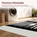 Ultra Soft Area Rug, Non Slip, Stain Resistant, Washable Area Rugs for Living Room, Bedroom, Zebra Dance Graphic Stripe Accent Rug Modern Floor Art(Black)