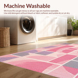 Ultra Soft Area Rug, Non Slip, Stain Resistant, Washable Area Rugs for Living Room, Bedroom, Colorful Child-Friendly Patterned Delight(Pink)