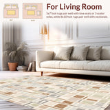 Ultra Soft Area Rug, Non Slip, Stain Resistant, Washable Area Rugs for Living Room, Bedroom, Contemporary Trellis Area High Low Design(Beige)