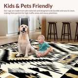 Ultra Soft Area Rug, Non Slip, Stain Resistant, Washable Area Rugs for Living Room, Bedroom, Farmhouse Black With Beige Tribal(Black)