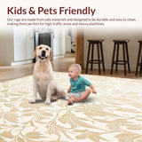 Ultra Soft Area Rug, Non Slip, Stain Resistant, Washable Area Rugs for Living Room, Bedroom, Modern Abstract Floral with Subtle Beige Hues and Forms(Beige)