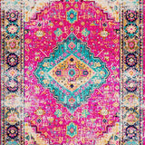 Ultra Soft Area Rug, Non Slip, Stain Resistant, Washable Area Rugs for Living Room, Bedroom, Chic Multicolor Medallion Aesthetic(Pink)