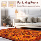 Ultra Soft Area Rug, Non Slip, Stain Resistant, Washable Area Rugs for Living Room, Bedroom, Contemporary Graphic Wildlife Art(Orange)