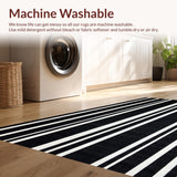 Ultra Soft Area Rug, Non Slip, Stain Resistant, Washable Area Rugs for Living Room, Bedroom, Bold Striped Accent Carpet with Modern Flair(Black)