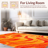 Ultra Soft Area Rug, Non Slip, Stain Resistant, Washable Area Rugs for Living Room, Bedroom, Soft Warm Color Palette Charm(Orange)