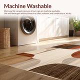 Ultra Soft Area Rug, Non Slip, Stain Resistant, Washable Area Rugs for Living Room, Bedroom, Contemporary Geometric Abstract Featuring Brown And Beige Hues(Beige)