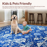 Ultra Soft Area Rug, Non Slip, Stain Resistant, Washable Area Rugs for Living Room, Bedroom, Serene Asian Elegance with Detailed Print(Blue)