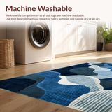 Ultra Soft Area Rug, Non Slip, Stain Resistant, Washable Area Rugs for Living Room, Bedroom, Rustic Textured Ocean Blue Design(Blue)