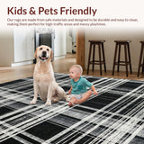 Ultra Soft Area Rug, Non Slip, Stain Resistant, Washable Area Rugs for Living Room, Bedroom, Urban Entry Stripe Rug with Chic Layered Lines and Graphic Contrast Pattern(Black)