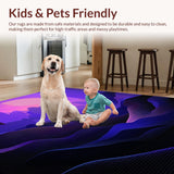 Ultra Soft Area Rug, Non Slip, Stain Resistant, Washable Area Rugs for Living Room, Bedroom, Lively Wave-Inspired Decorative Piece(Purple)