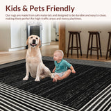 Ultra Soft Area Rug, Non Slip, Stain Resistant, Washable Area Rugs for Living Room, Bedroom, High Traffic Black Boho Dining Area Carpet(Black)
