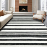 Ultra Soft Area Rug, Non Slip, Stain Resistant, Washable Area Rugs for Living Room, Bedroom, Graphic Stripe Fusion Rug with Modern Minimalist Contrast Pattern(Gray)