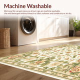 Ultra Soft Area Rug, Non Slip, Stain Resistant, Washable Area Rugs for Living Room, Bedroom, Beige Garden Floral(Beige)