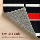 Ultra Soft Area Rug, Non Slip, Stain Resistant, Washable Area Rugs for Living Room, Bedroom, Sophisticated Linear Abstract Design(Black)