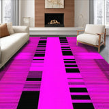 Ultra Soft Area Rug, Non Slip, Stain Resistant, Washable Area Rugs for Living Room, Bedroom, Funky Artistic Striped Design(Pink)