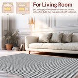 Ultra Soft Area Rug, Non Slip, Stain Resistant, Washable Area Rugs for Living Room, Bedroom, Contemporary Black and Beige Trellis(Gray)
