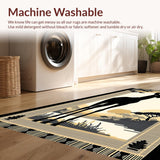 Ultra Soft Area Rug, Non Slip, Stain Resistant, Washable Area Rugs for Living Room, Bedroom, Wildlife-Inspired Ethnic Striped Aesthetic(Black)