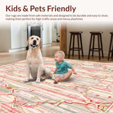 Ultra Soft Area Rug, Non Slip, Stain Resistant, Washable Area Rugs for Living Room, Bedroom, Boho Chic Strawberry Area Rug Round Mat with Garden Theme(Pink)